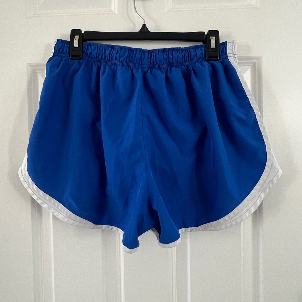 Nike Women's Athletic Shorts in Blue and White with built in brief - Picture 2 of 3
